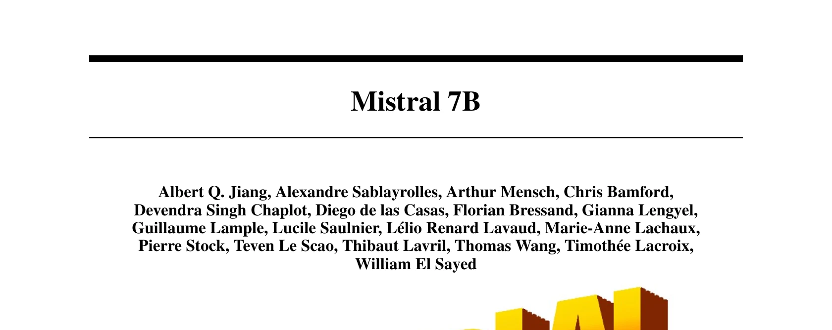 Mistral 7B 标题页原文：标题与加粗作者栏